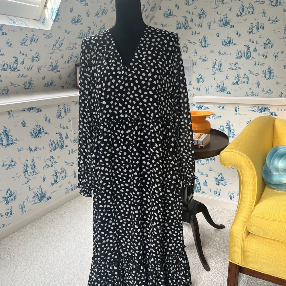 NWT J. Crew Black and White Long Sleeve Sundress